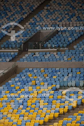  Chairs of Journalist Mario Filho Stadium - also known as Maracana - at test event - match between Ronaldo friends x Bebeto friends marks the reopening of the stadium   - Rio de Janeiro city - Rio de Janeiro state (RJ) - Brazil