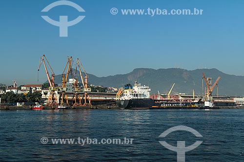  Subject: Ship anchored in port with Tijuca Massif in the background / Place: Rio de Janeiro city - Rio de Janeiro state (RJ) - Brazil / Date: 07/2013 