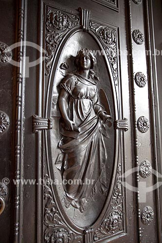  Subject: Wood carving in door of National Library (1910) / Place: City center neighborhood - Rio de Janeiro city - Rio de Janeiro state (RJ) - Brazil / Date: 08/2013 