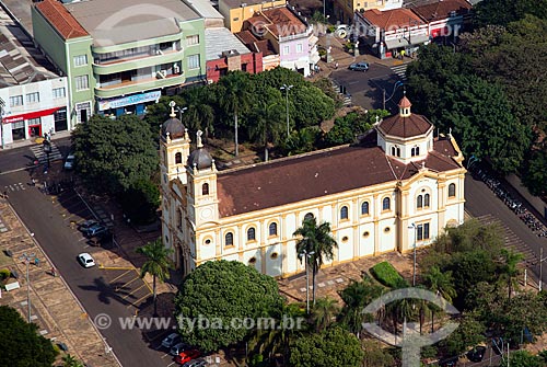  Subject: Aerial view of Cathedral of Divino Espirito Santo (1877) / Place: Barretos city - Sao Paulo state (SP) - Brazil / Date: 05/2013 