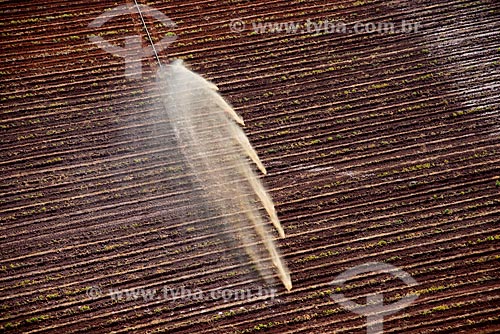  Subject: Aerial view of irrigation in plantation of sugarcane / Place: Guaira city - Sao Paulo state (SP) - Brazil / Date: 05/2013 