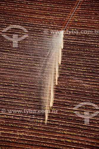  Subject: Aerial view of irrigation in plantation of sugarcane / Place: Guaira city - Sao Paulo state (SP) - Brazil / Date: 05/2013 