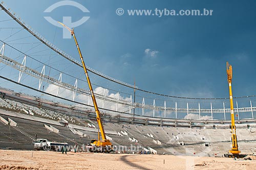  Subject: Reform Journalist Mario Filho Stadium - also known as Maracana - installation of the stadium roof / Place: Maracana neighborhood - Rio de Janeiro city - Rio de Janeiro state (RJ) - Brazil / Date: 01/2013 
