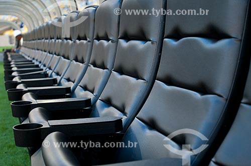  Subject: Armchair at bench soccer at Journalist Mario Filho Stadium - also known as Maracana / Place: Maracana neighborhood - Rio de Janeiro city - Rio de Janeiro state (RJ) - Brazil / Date: 04/2013 