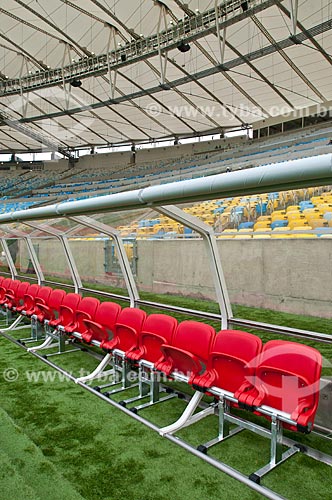  Subject: Chairs on the banks of field at Journalist Mario Filho Stadium - also known as Maracana / Place: Maracana neighborhood - Rio de Janeiro city - Rio de Janeiro state (RJ) - Brazil / Date: 05/2013 