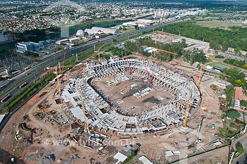  Subject: Aerial view of construction of Gremio Arena (2012) / Place: Humaita neighborhood - Porto Alegre city - Rio Grande do Sul state (RS) - Brazil / Date: 01/2012 