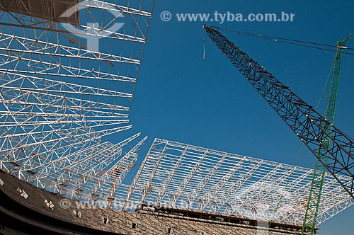  Subject: Construction of Gremio Arena (2012) - installation of the stadium roof / Place: Humaita neighborhood - Porto Alegre city - Rio Grande do Sul state (RS) - Brazil / Date: 08/2012 