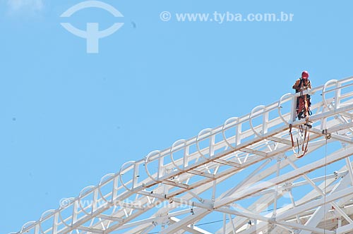  Subject: Construction of Gremio Arena (2012) - installation of the stadium roof / Place: Humaita neighborhood - Porto Alegre city - Rio Grande do Sul state (RS) - Brazil / Date: 10/2012 