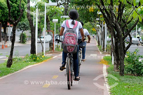  Subject: Bike lane in the median of Brasil Norte Avenue / Place: Ilha Solteira city - Sao Paulo state (SP) - Brazil / Date: 10/2013 