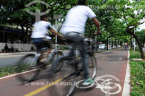  Subject: Bike lane in the median of Brasil Norte Avenue / Place: Ilha Solteira city - Sao Paulo state (SP) - Brazil / Date: 10/2013 