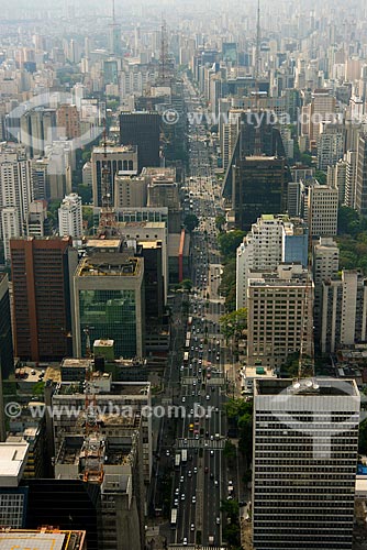  Subject: Aerial view of Paulista Avenue toward the West zone / Place: City center neighborhood - Sao Paulo city - Sao Paulo state (SP) - Brazil / Date: 10/2013 