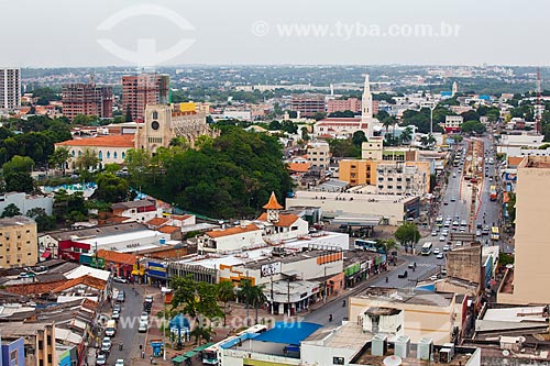  View of Tenente Coronel Duarte Avenue with Nossa Senhora Auxiliadora Church in the background and Eucharistic Shrine Nossa Senhora do Bom Despacho the left  - Cuiaba city - Mato Grosso state (MT) - Brazil