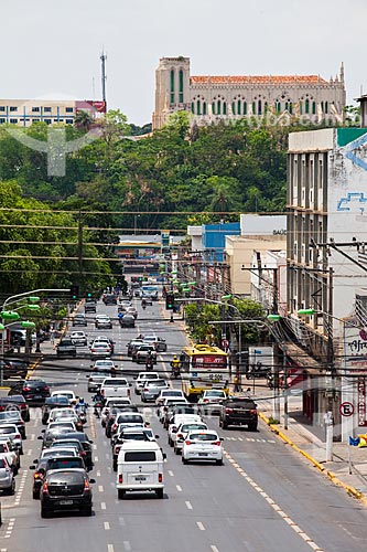  Subject: View of Isaac Povoa Avenue with Nossa Senhora do Bom Despacho Eucharistic Sanctuary on top / Place: City center neighborhood - Cuiaba city - Mato Grosso state (MT) - Brazil / Date: 10/2013 