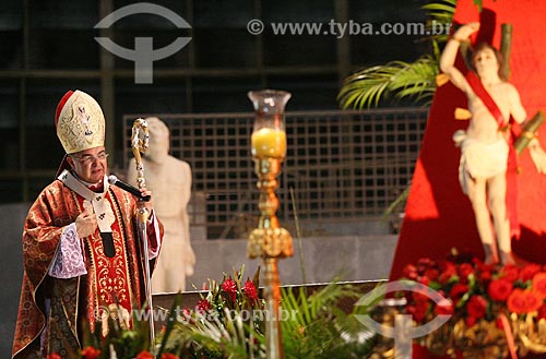  Subject: Dom Orani Joao Tempesta - archbishop of Rio de Janeiro - during celebration of the Mass in Sao Sebastiao day - Cathedral of Sao Sebastiao do Rio de Janeiro (1979) / Place: City center neighborhood - Rio de Janeiro city - Rio de Janeiro stat 