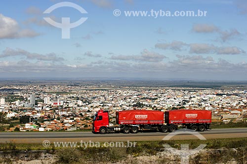 Truck on highway BR-116 - Vitoria da Conquista city in the background  - Vitoria da Conquista city - Bahia state (BA) - Brazil