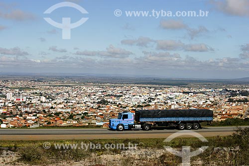  Truck on highway BR-116 - Vitoria da Conquista city in the background  - Vitoria da Conquista city - Bahia state (BA) - Brazil