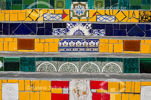  Subject: Detail of Escadaria do Selaron (Selaron Staircase) / Place: Lapa neighborhood - Rio de Janeiro city - Rio de Janeiro state (RJ) - Brazil / Date: 01/2014 