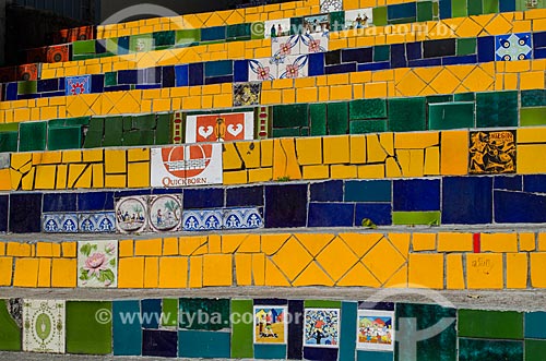  Subject: Detail of Escadaria do Selaron (Selaron Staircase) / Place: Lapa neighborhood - Rio de Janeiro city - Rio de Janeiro state (RJ) - Brazil / Date: 01/2014 