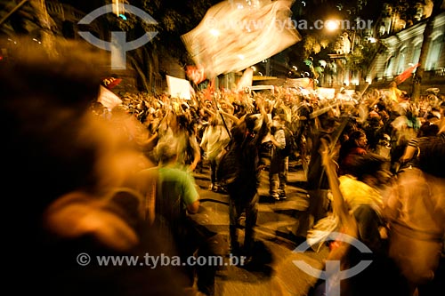  Demonstrators during the protest of the Free Pass Movement  - Rio de Janeiro city - Rio de Janeiro state (RJ) - Brazil