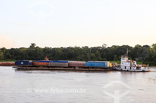  Subject: Ferry carrying containers / Place: Gurupa city - Para state (PA) - Brazil / Date: 03/2014 