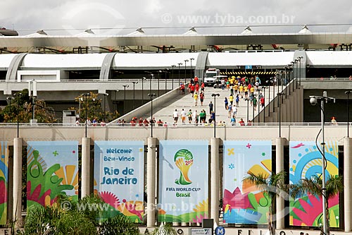  Subject: Soccer fans in ramp of Journalist Mario Filho Stadium - also known as Maracana - coming to the match between Belgium x Russia / Place: Maracana neighborhood - Rio de Janeiro city - Rio de Janeiro state (RJ) - Brazil / Date: 06/2014 