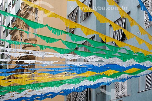  Subject: Correa Dutra Street adorned with the colors of Brazil for the World Cup / Place: Catete neighborhood - Rio de Janeiro city - Rio de Janeiro state (RJ) - Brazil / Date: 06/2014 