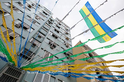  Subject: Correa Dutra Street adorned with the colors of Brazil for the World Cup / Place: Catete neighborhood - Rio de Janeiro city - Rio de Janeiro state (RJ) - Brazil / Date: 06/2014 