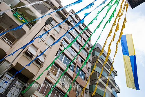  Subject: Correa Dutra Street adorned with the colors of Brazil for the World Cup / Place: Catete neighborhood - Rio de Janeiro city - Rio de Janeiro state (RJ) - Brazil / Date: 06/2014 