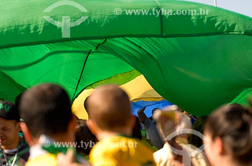  Subject: Big brazilian flag near to Corinthians Arena / Place: Itaquera neighborhood - Sao Paulo city - Sao Paulo state (SP) - Brazil / Date: 06/2014 