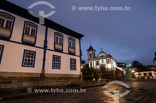  Subject: Night view of old building the Forum with Sao Francisco de Assis Church / Place: Diamantina city - Minas Gerais state (MG) - Brazil / Date: 06/2012 