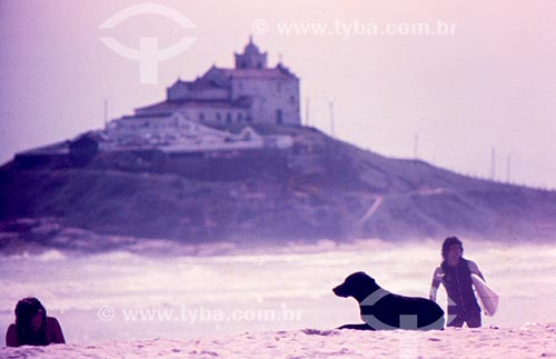  Itauna Beach with Nossa Senhora de Nazare Church in the background  - Saquarema city - Rio de Janeiro state (RJ) - Brazil