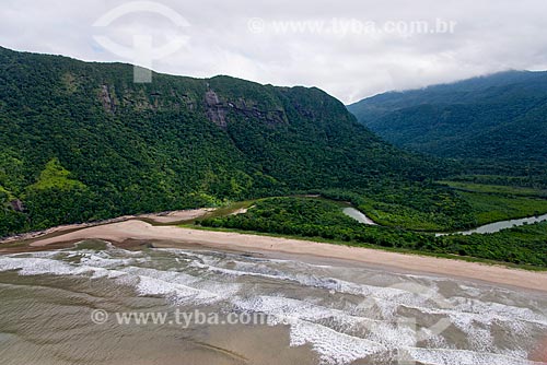  Beach and mouth of Verde River in Jureia-Itatins Ecological Station  - Iguape city - Sao Paulo state (SP) - Brazil