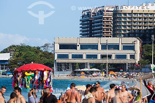  Bathers - Copacabana Beach - with temporary television studios installed during the World Cup in Brazil in the background  - Rio de Janeiro city - Rio de Janeiro state (RJ) - Brazil