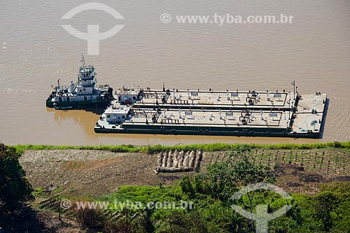  Aerial photo of ferry used to transport fuel - Madeira River  - Porto Velho city - Rondonia state (RO) - Brazil