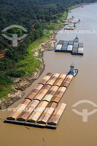  Aerial photo of ferry - Madeira River  - Porto Velho city - Rondonia state (RO) - Brazil
