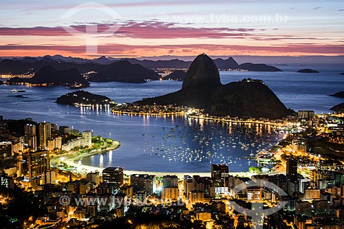  View of sunrise - Sugar Loaf from Mirante Dona Marta  - Rio de Janeiro city - Rio de Janeiro state (RJ) - Brazil