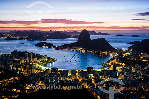  View of sunrise - Sugar Loaf from Mirante Dona Marta  - Rio de Janeiro city - Rio de Janeiro state (RJ) - Brazil