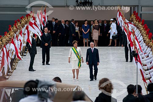  President Dilma Rousseff and Vice-Presidente Michel Temer during presidential inauguration - first term  - Brasilia city - Distrito Federal (Federal District) (DF) - Brazil