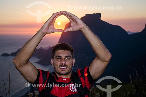  Young - Morro Dois Irmaos (Two Brothers Mountain) trail during sunset with Rock of Gavea in the background  - Rio de Janeiro city - Rio de Janeiro state (RJ) - Brazil