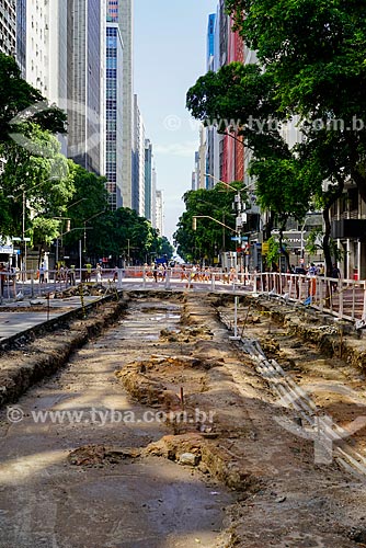  Construction site for construction of light rail transit - Rio Branco Avenue  - Rio de Janeiro city - Rio de Janeiro state (RJ) - Brazil