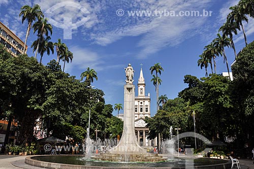  Statue of Nossa Senhora da Gloria - Largo do Machado square - with Matriz Church of Nossa Senhora da Gloria (1872) in the background  - Rio de Janeiro city - Rio de Janeiro state (RJ) - Brazil