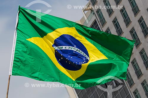  Brazilian flag during manifestation against corruption and for the President Dilma Rousseff Impeachment - Copacabana Beach waterfront  - Rio de Janeiro city - Rio de Janeiro state (RJ) - Brazil