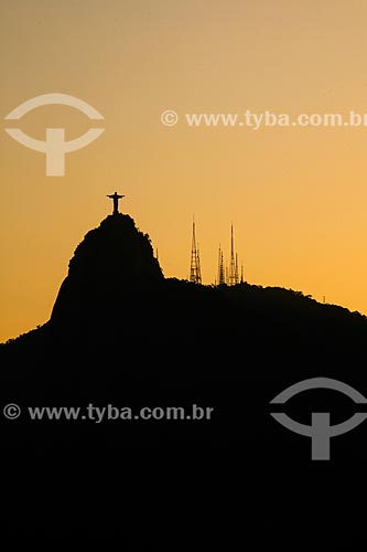  View of Christ the Redeemer (1931) with sumare antennas in the background  - Rio de Janeiro city - Rio de Janeiro state (RJ) - Brazil