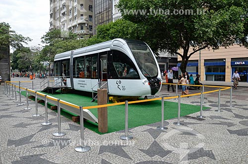  Light rail transit wagon on exhibition Cinelandia Square  - Rio de Janeiro city - Rio de Janeiro state (RJ) - Brazil