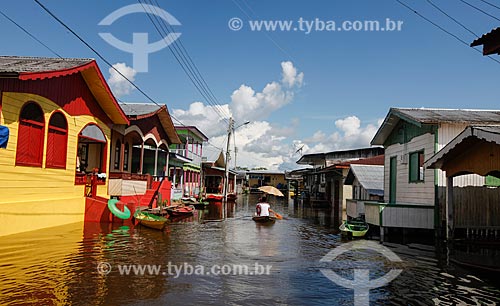  City of Anama during flooding of the Solimoes River  - Anama city - Amazonas state (AM) - Brazil