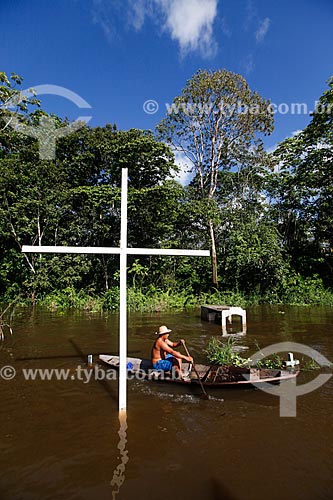  City of Anama during flooding of the Solimoes River  - Anama city - Amazonas state (AM) - Brazil