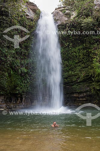  Bather - Abade Waterfall - Serra dos Pireneus State Park  - Pirenopolis city - Goias state (GO) - Brazil