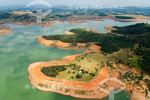  Aerial photo of Jaguari Dam (1981) during the supply crisis in Sistema Cantareira (Cantareira System)  - Joanopolis city - Sao Paulo state (SP) - Brazil