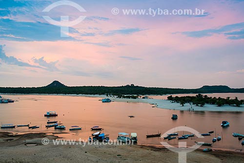  Top view of moored boats - Amor Island (Love Island) waterfront  - Santarem city - Para state (PA) - Brazil