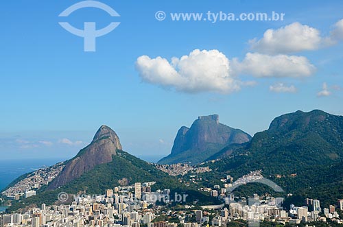  View of Morro Dois Irmaos (Two Brothers Mountain) and Rock of Gavea from Cabritos Mountain (Kid Goat Mountain)  - Rio de Janeiro city - Rio de Janeiro state (RJ) - Brazil